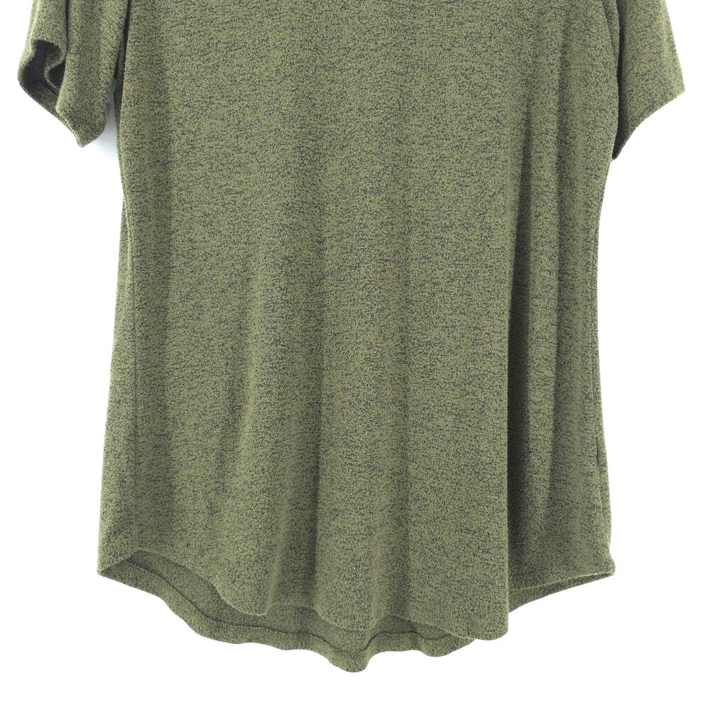 Old Navy Luxe Essential Basic Tee Olive Green Speckeled Stretchy Rounded Hem M - Picture 3 of 9
